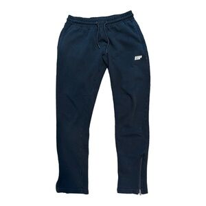 MP Mens Joggers Sweatpants Black Zipper Cuffs Logo Solid Drawstring M